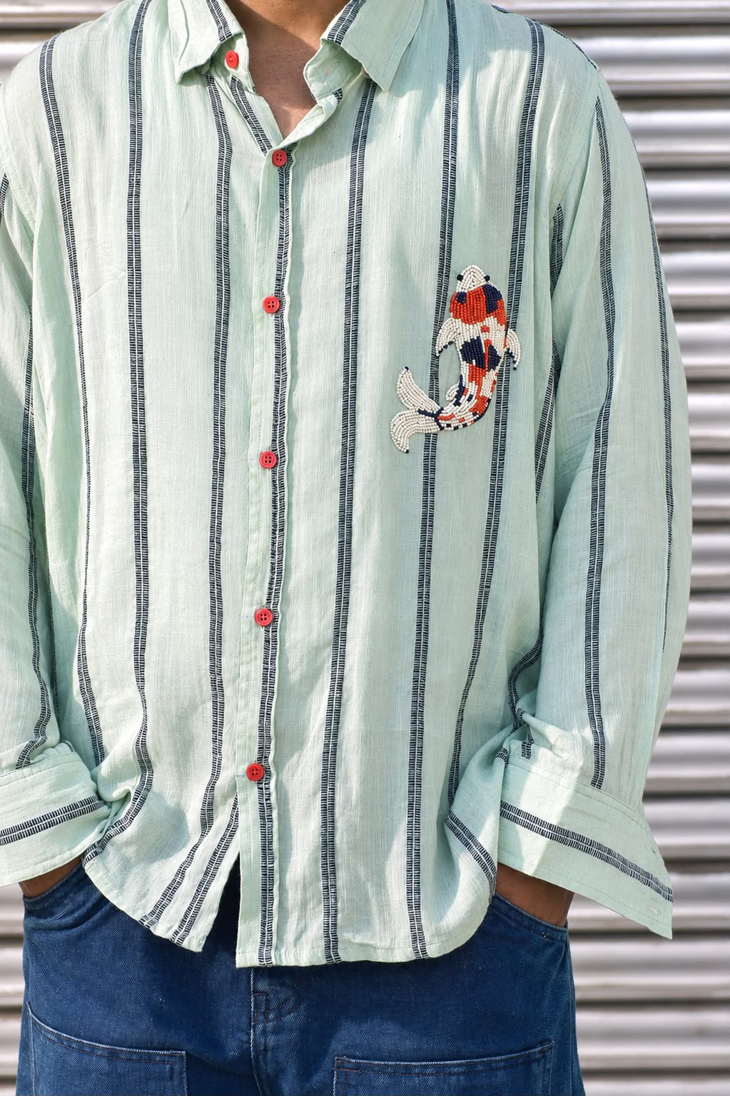 PAHUNN Tides Koi Striped Shirt