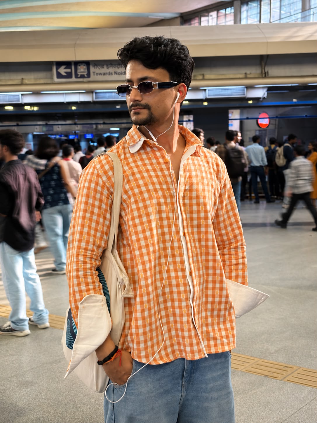 PAHUNN Gather Checkered Shirt