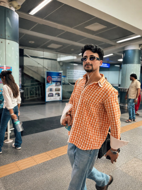 PAHUNN Gather Checkered Shirt